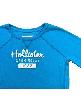 Hollister Sweatshirt Womens Large L Blue Open Relay Crew Neck Pullover Raglan